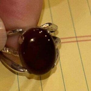 Vintage Sterling Silver Brown Agate Ring Size 6